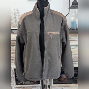 Cabela's Fleece And Leather Full Zip Jacket, Size Medium Regular